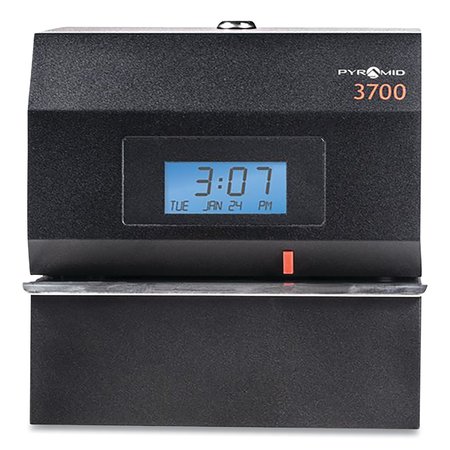 PYRAMID TECHNOLOGIES 3700 Heavy-Duty Time Clock and Document Stamp, LCD Display, Black 3700